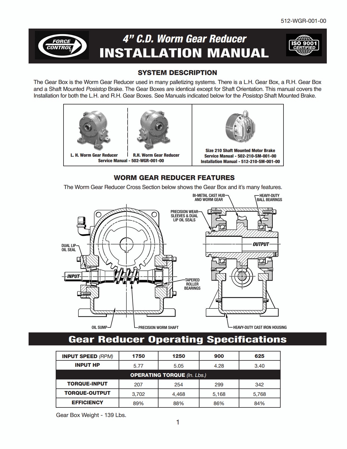 Worm Gear Reduce Installation Manual
